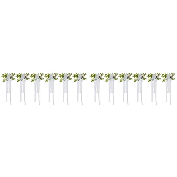 12PCS Wedding Aisle Chair Decorations - Rose Floral Pew Flowers with Chiffon Ribbons - Artificial Wedding Chair Back Flowers for , Ceremony, Bench & Reception Decor
