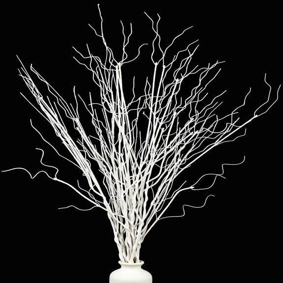 12PCS White Artificial Curly Willow Branches Lifelike Dried Twigs 29.5 Inch Bendable Sticks Stem for Vase DIY Craft Garden Office Wedding Home Decor$$Home Decor, Kitchen, & Other
