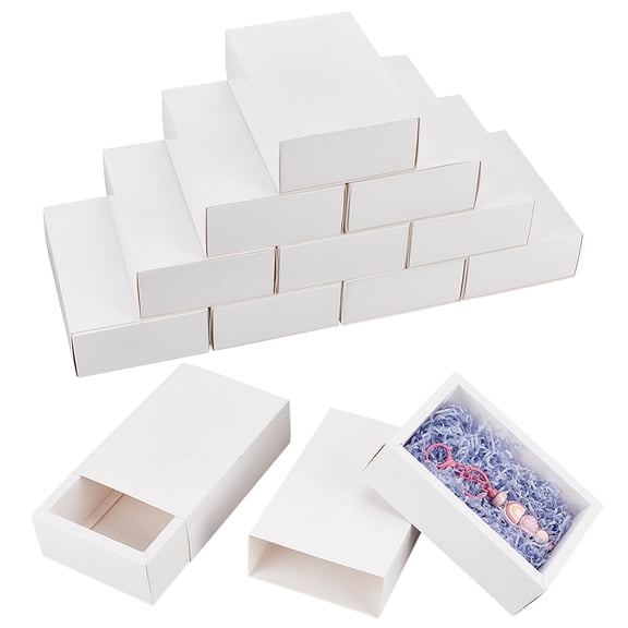 12PCS White Paper Drawer Boxes 7.17x5x2.17 Inch Rectangle Kraft Paper Gift Box Cookie Boxes for Wedding Party Gifts Jewellery Packaging for making