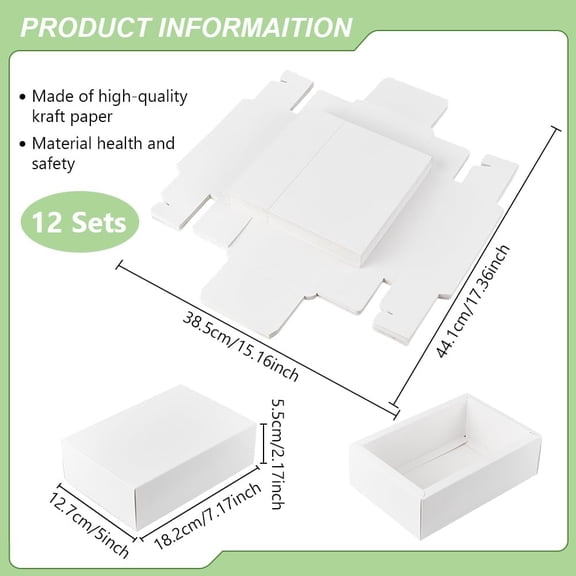 12PCS White Paper Drawer Boxes 7.17x5x2.17 Inch Rectangle Kraft Paper Gift Box Cookie Boxes for Wedding Party Gifts Jewellery Packaging