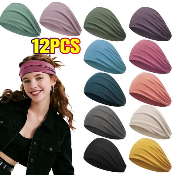 12PCS Wide Headbands for Women Non Slip, Fabric Head Bands for Women's Hair, Nurse Headbands for Women, Fashion Fall Hair Accessories