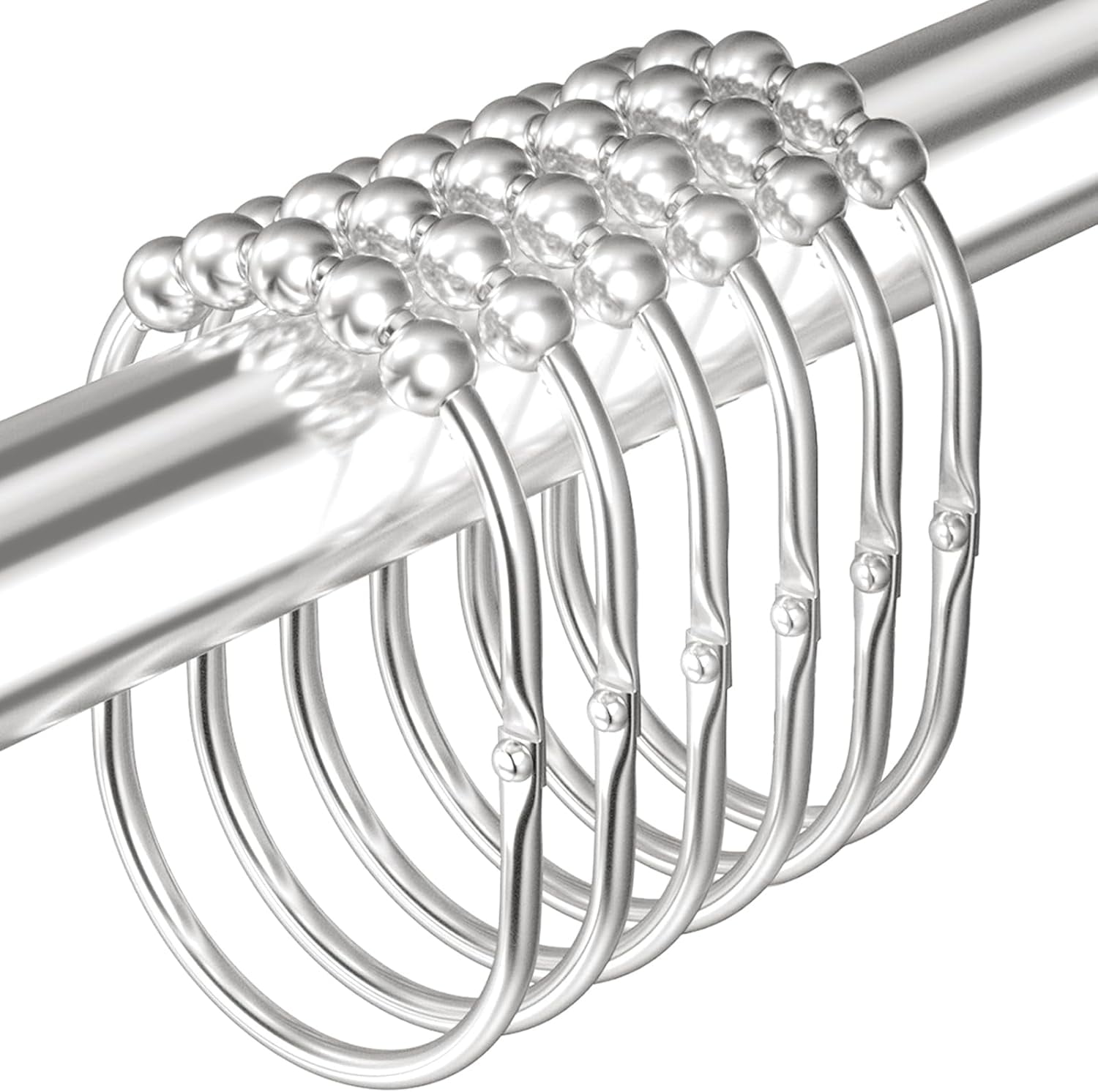12PCS Wide Shower Curtain Hooks, Rust Proof Stainless Steel Shower ...
