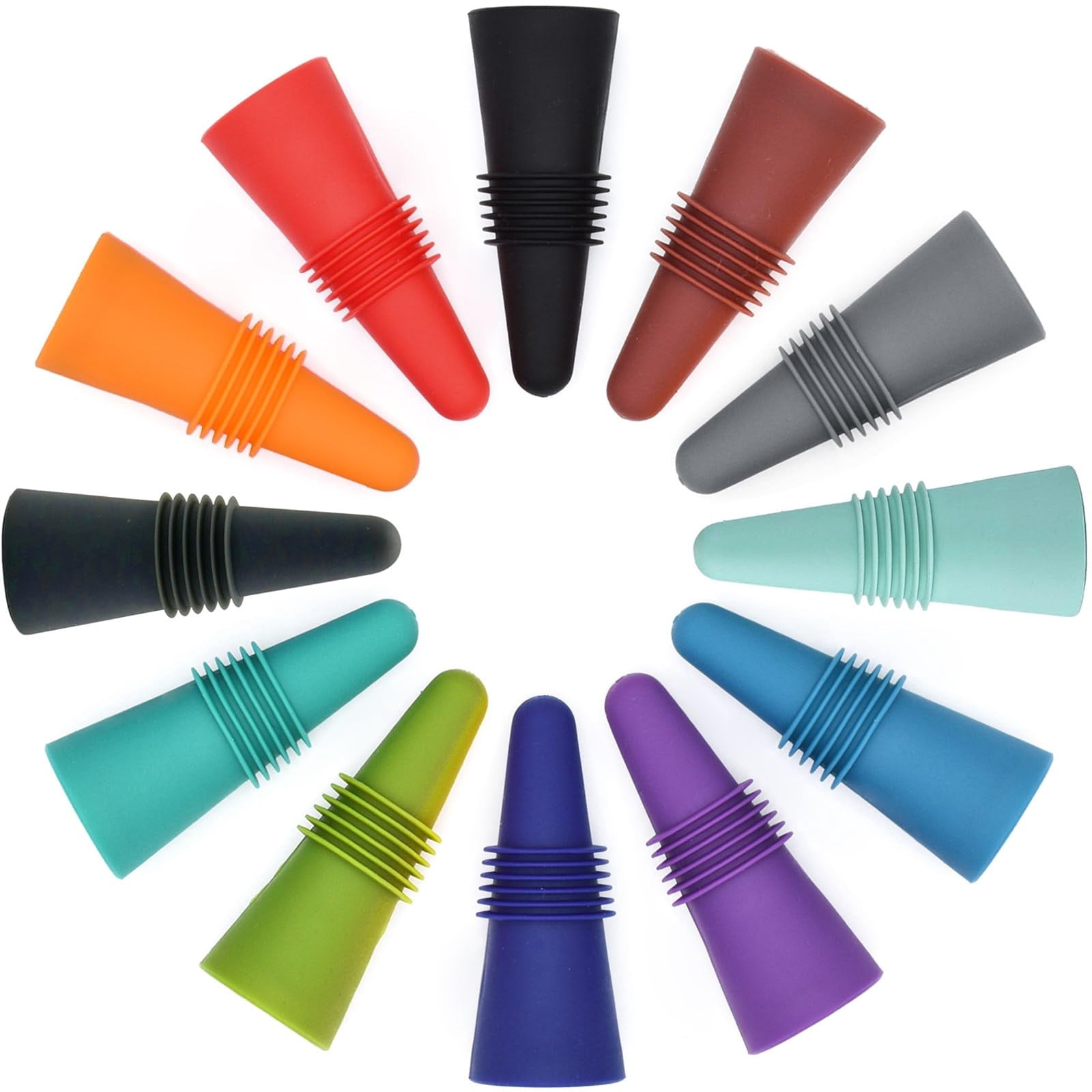 12PCS Wine Stoppers Beverage Bottle Sealer Soft Silicone Wine Bottle ...