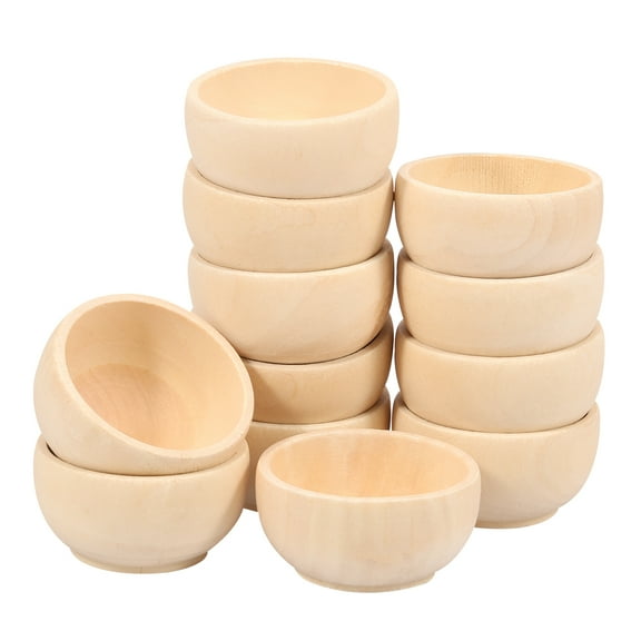 12PCS Wood Pinch Bowls Versatile Wood Bowls Small Dipping Sauce Bowls Easy to Clean Mini Unfinished Bowls Set Safe Wood Condiment Bowls Kit for Kitchens