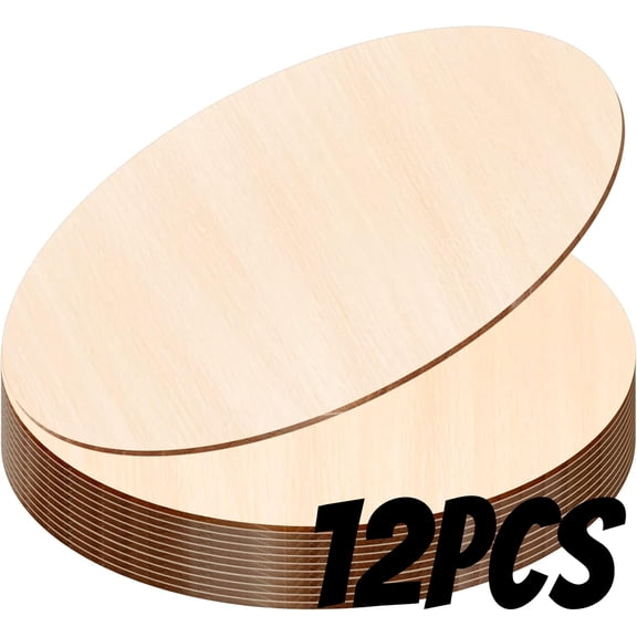 12PCS Wood Rounds for Crafts, 12 Inch Unfinished Wood Circles Discs for Door Hanger Sign Blank, Particle Board for Wreath Boards Crafts Painting and Christmas Halloween Decoration