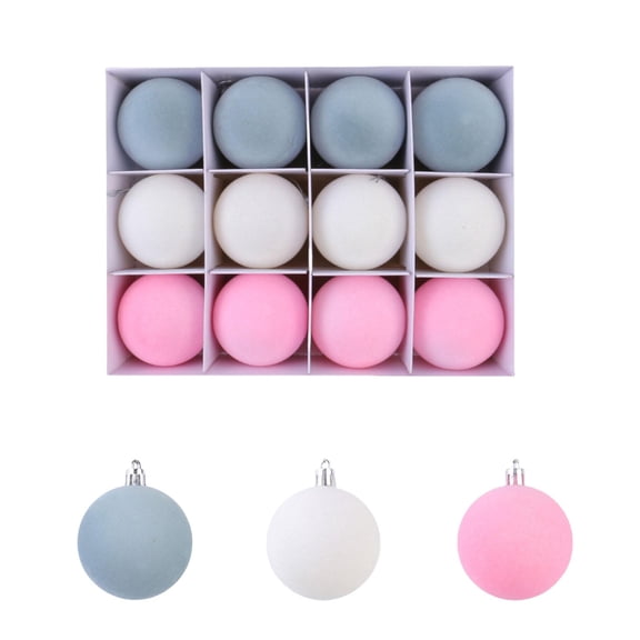 12PCS Xmas Decorations Clearance Xmas Decor 6Cm/12PC Color Flocking Christmas Ball Decoration Diy Plush Ball Boxed Christmas Tree Decoration Ball Pendant Accessories