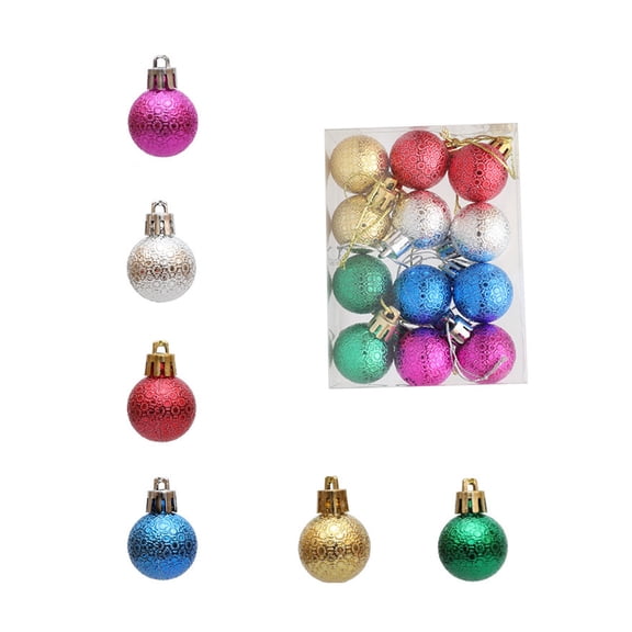 12PCS Xmas Ornaments Indoor Christmas Decorations for Home 3CM Alien Colored Christmas Ball Christmas Tree Pendant Set Of 12 Pendants