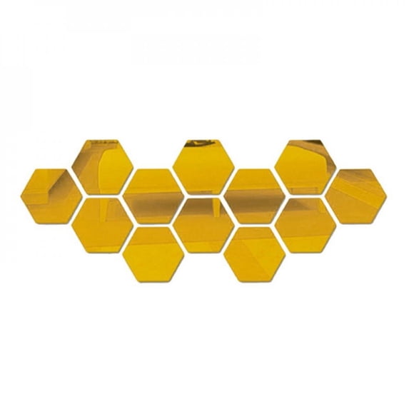 12PCS/lot Acrylic Mirror Wall Stickers,Self Adhesive Removable Hexagonal Decorative Mirror Sheet,DIY Mirror Wall Stickers for Home Living Room Bedroom Decoration