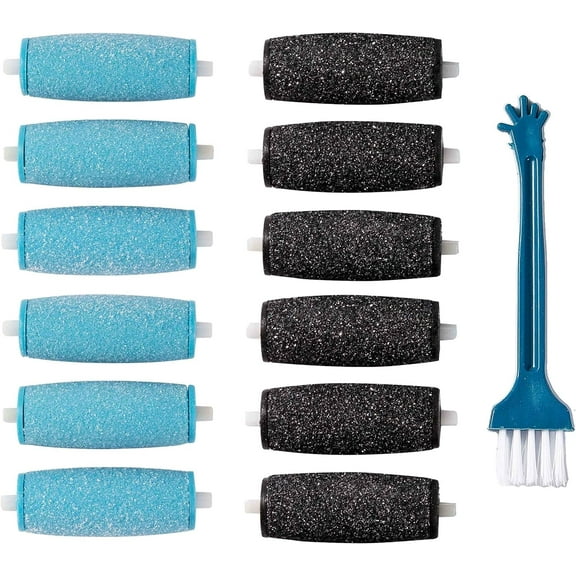 12PCs Replacement Rollers Compatible with Amope Pedi Perfect Wet&Dry Footfile (6Extra 6Regular(Blue))