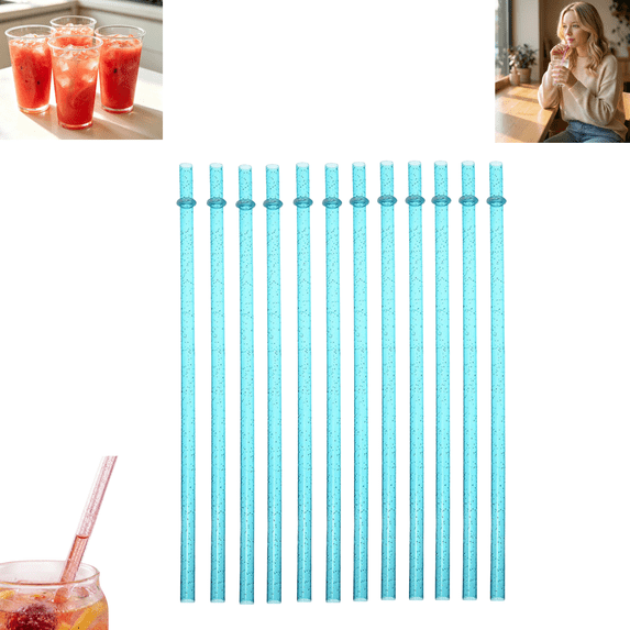 12PCs Reusable Plastic Drinking Straws Replacement Straw Accessories for Tumbler Cups Water Bottles Daily Drinks Use