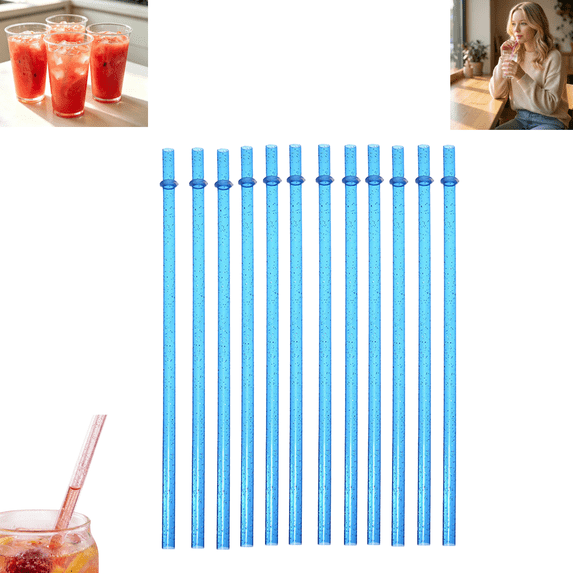 12PCs Reusable Plastic Drinking Straws Replacement Straw Accessories for Tumbler Cups Water Bottles Daily Drinks Use