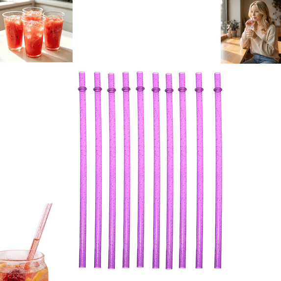 12PCs Reusable Plastic Drinking Straws Replacement Straw Accessories for Tumbler Cups Water Bottles Daily Drinks Use