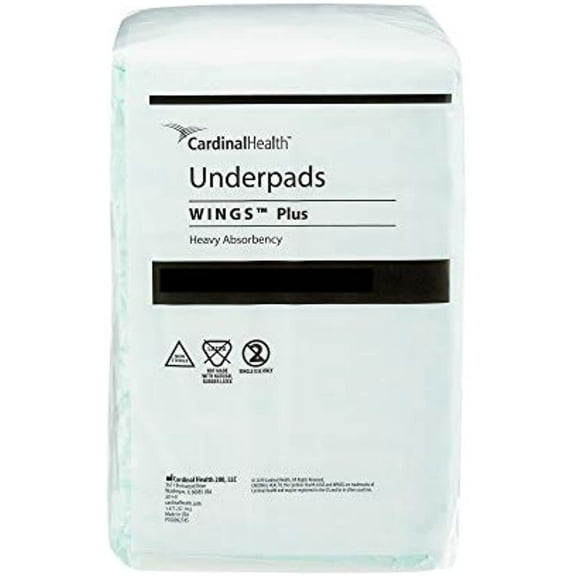 12PK - 968 - Wings Plus Heavy Absorbency Underpad, 36 x 36 Inch