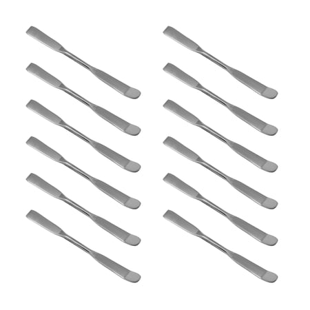 12PK Chattaway Spatulas, 4" - Stainless Steel, Polished - Dual Ended, Flat End & Bent End - Eisco Labs