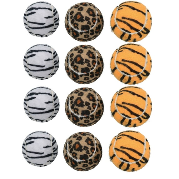 12PK Doggy Jungle Themed Standard Tennis Balls for Dogs Play Doggy Gift Each 7cm