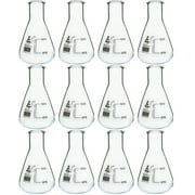 12PK Erlenmeyer Flasks, 50mL - Borosilicate Glass - Narrow Neck Flasks, Conical Flasks, Glass Flasks - Eisco Labs