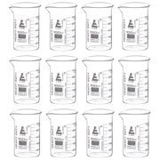 12PK Heavy Duty Beakers, 100ml - 5mm Thick, Uniform Walls - Superior Durability & Chemical Resistance - White Graduations - Borosilicate 3.3 Glass - Eisco Labs