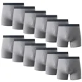 thumbnail image 1 of 12PK Mens Cotton Boxer Briefs Tagless Comfort Flex Underwear With Opening Fly, 1 of 8
