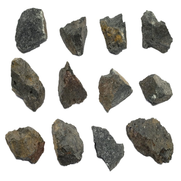 12PK Raw Augite, Mineral Specimens - Approx. 1" - Geologist Selected & Hand Processed - Great for Science Classrooms - Class Pack - Eisco Labs