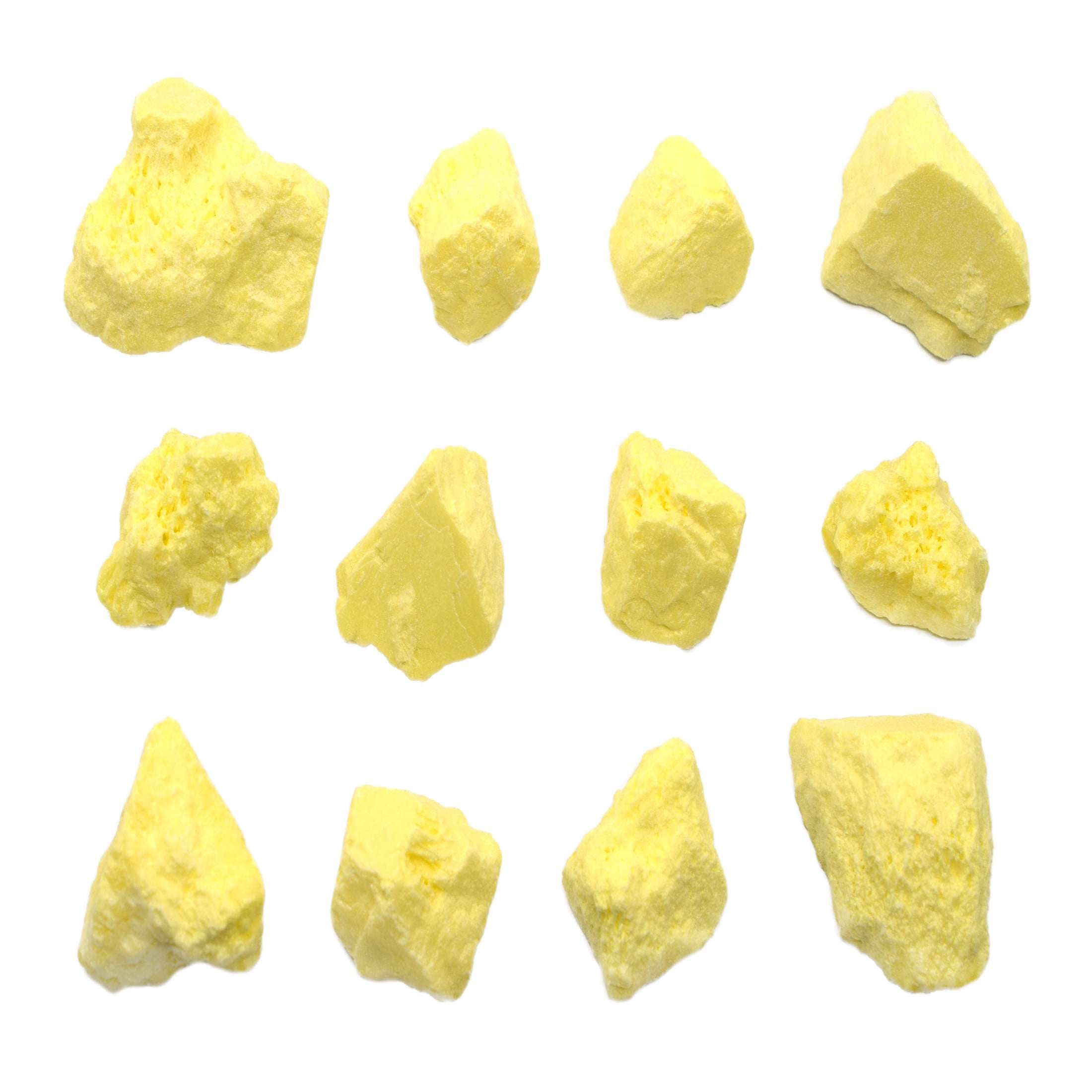 12PK Raw Sulfur, Mineral Specimens - Approx. 1