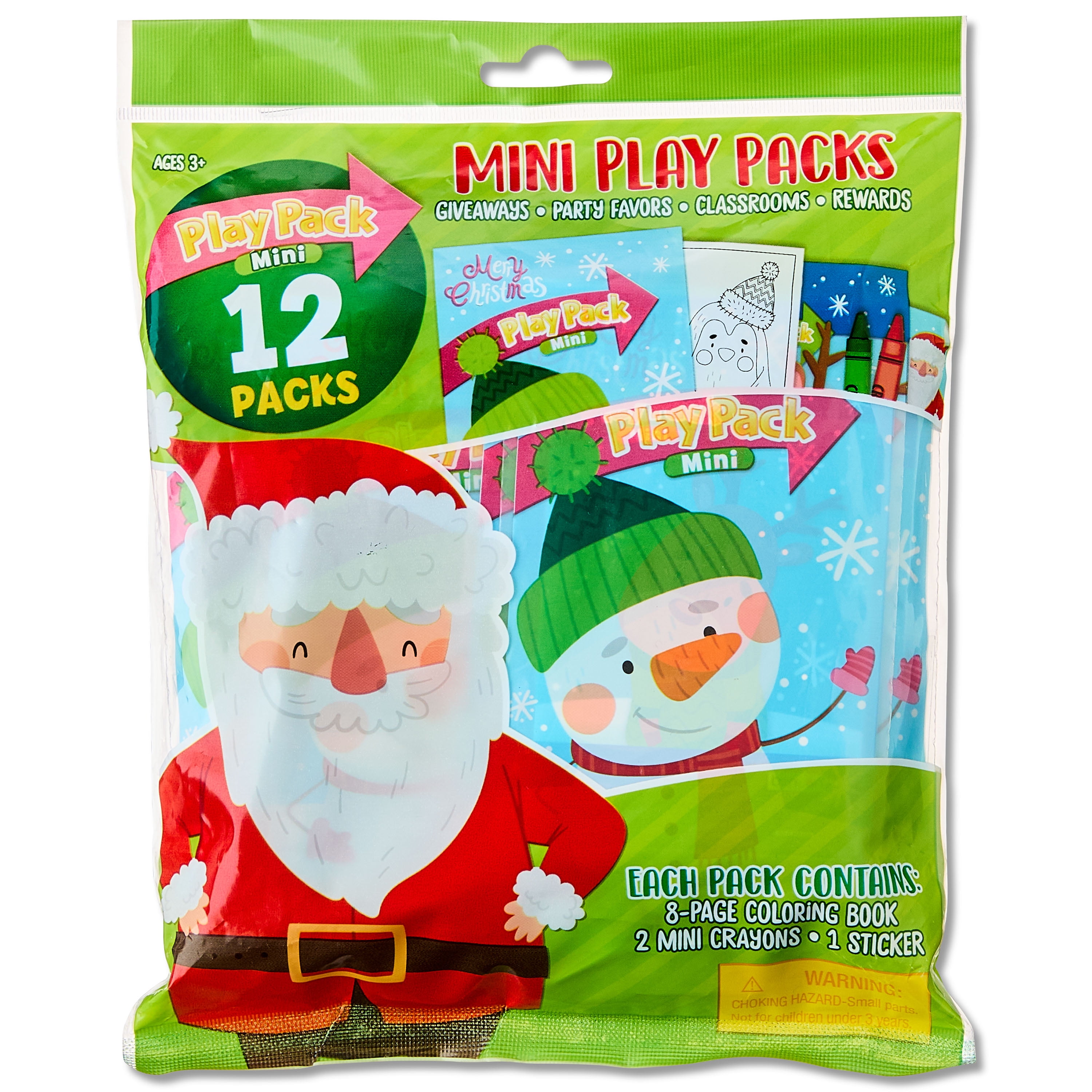 Bendon 12-Count Mini Coloring Activity packs, Holiday Stocking Stuffer Multicolor Party Favor Stationery Set Handouts