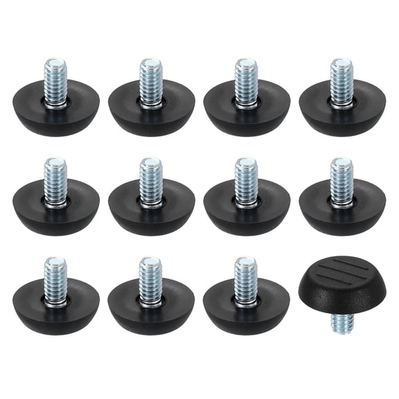 12Pack 1/4 Thread Furniture Feet Levelers, 23x12 Adjustable Leveling Screw, Black