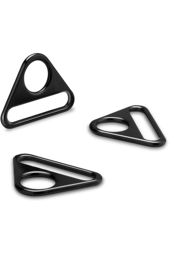 12Pack 1 Inch Triangle D Rings, Metal Triangle Buckles for  Tag Clip, Adjuster Purse Strap, Paracord  Lanyard, Bag Hardware, Key Ring Charm, Camera Strap Accessories (Black)
