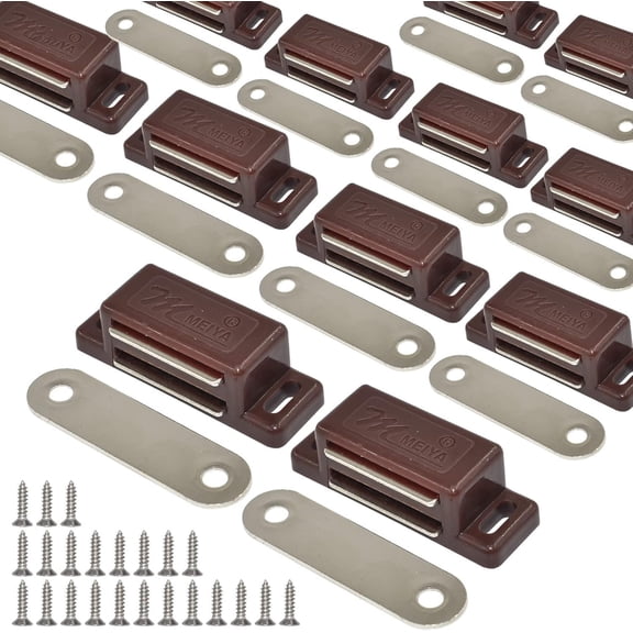 12Pack 15lbs Cabinet   Door Catch for Kitchen Closet Door Bathroom Cupboard Wardrobe Closing Drawer Latch and Shutters with Mounting Screws (Brown)