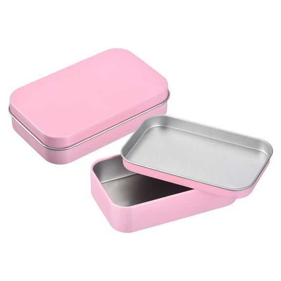 12Pack 3.7x2.4x0.9 Inch Metal Tin Box Containers, Storage Box with Lid, Pink