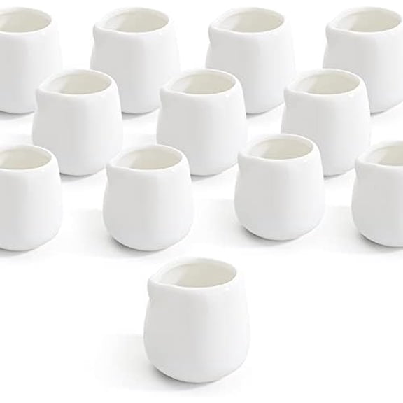 12Pack 3 oz Mini Cream Pitcher, Mini Ceramic Cream Pitcher, Small Creams Jugs, White Porcelain Creams Pitcher for Milk, Coffee, Jam, Sauces$$Home Decor, Kitchen, & Other