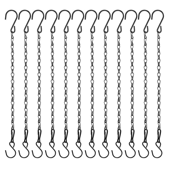 12Pack 33cm/13in Hanging Chain for Bird Feeder Planter Lantern, Black