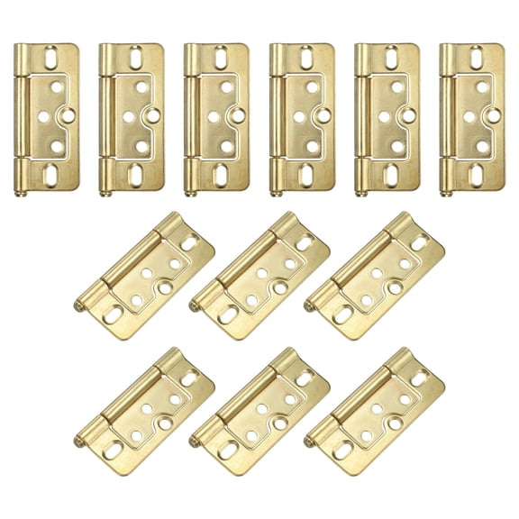 12Pack 3x1.4 Inches Door Hinges Non-Mortise No Noise Plating, Golden