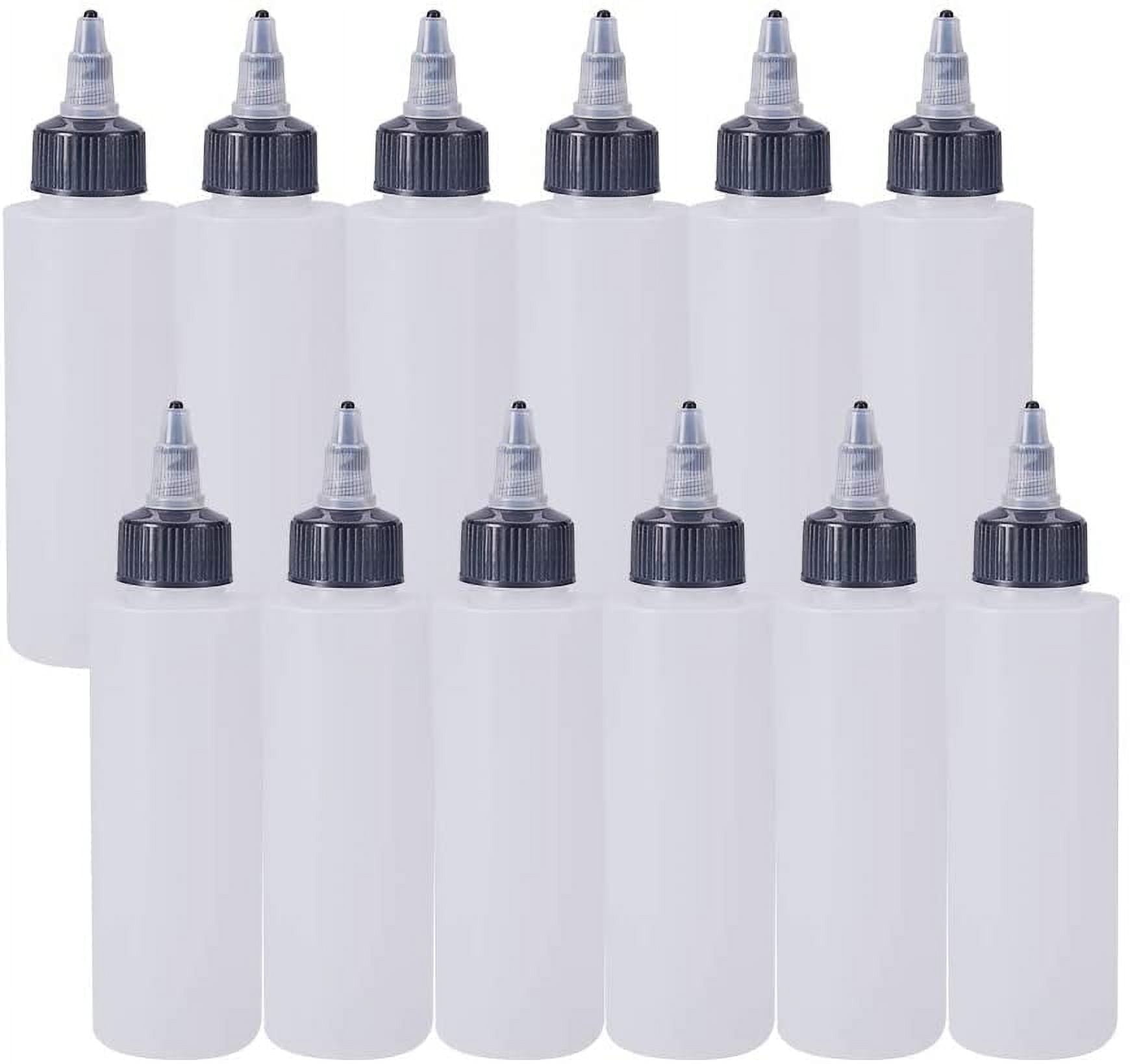 12Pack 4 Ounce Plastic Squeeze Dispensing Bottles with Black Twist Cap ...