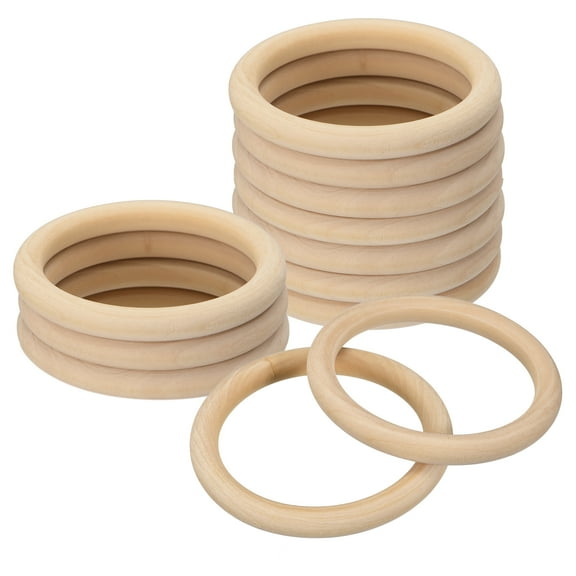 12Pack 85mm(3.3-inch) Natural Wood Rings, 10mm Thick Smooth Unfinished Wooden Circles
