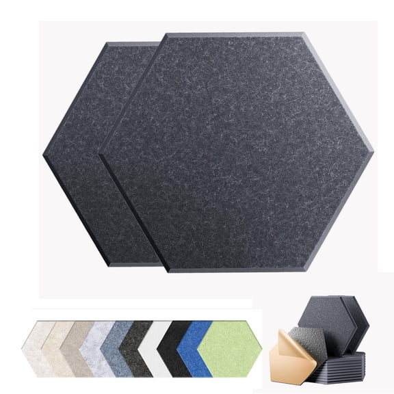 12Pack Acoustic Wall Panels High Density Sound Absorbing Wall Panels Hexagon Self-adhesive Sound Proof Wall Panels for Studios, Offices, Home 12" x 10" x 0.4"