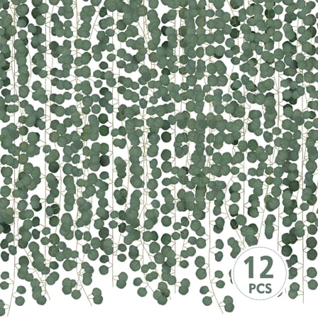 12Pack Artificial Eucalyptus Garland Perfect for Weddings, Parties, Backdrops, and Outdoor Wall Decor