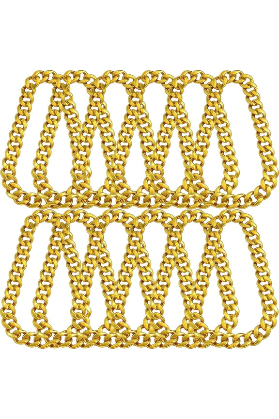 12Pack Big Chunky Plastic Hop Chain for Men, 80s 90s Costume Rapper Chain, Hop Turnover Necklace Bulk for Halloween Punk, 32in/36in