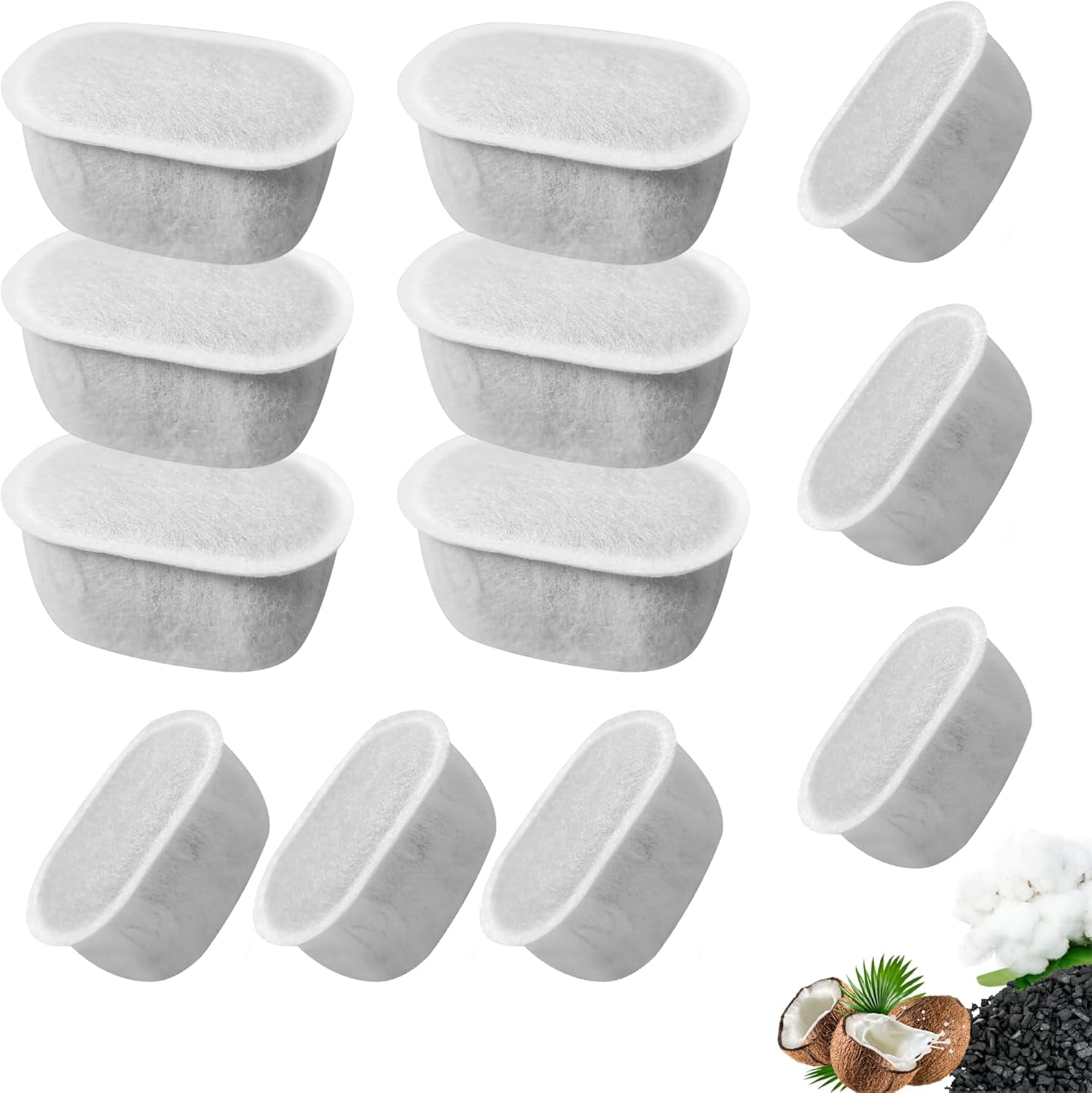 12Pack Cat Water Fountain Charcoal Replacement Filters Compatible with W300 W300B W500 Automatic Pet Water Fountain 67oz/2L & 71oz/2.1L & 118oz/3.5L Dog Water Bowl Drinking Dispenser