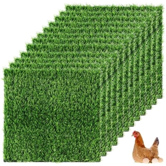 12Pack Chicken Nesting Pads, 12”x12” Nesting Box Pads Artificial Grass Washable Chicken Coop Bedding Laying Rug Fake Turf Mats Grass Carpet Garden Lawn for Hen Small Pets