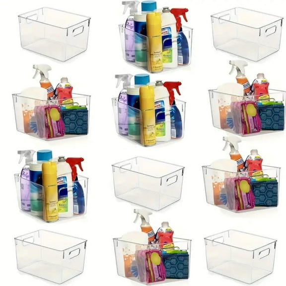 ZHOHO TANT Clear Stackable Plastic Storage Bins, 12-Pack Pantry and Fridge Organizers for Kitchen, Bathroom, Home