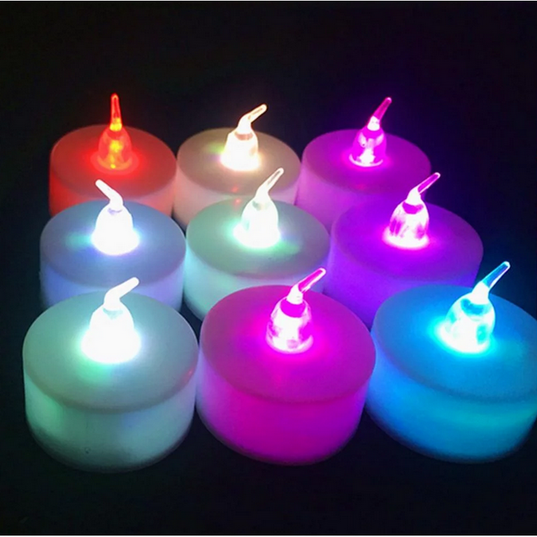 12Pack Color Changing LED Tea Lights Bulk, Flameless Tealight Candles with  Colorful Lights, Battery Operated Colored Fake Candles, 