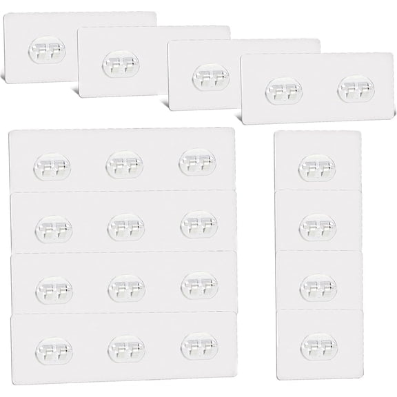 QZS 12Pack Corner Shower Adhesive Sticker,Shower Shelf Adhesive,Adhesive Hooks Sticker,Waterproof Wall Hooks,Shower Caddy Adhesive Replacement Set,Clear Strong Sticker Hooks,for Bathroom Kitchen