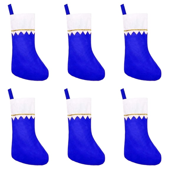 12Pack Felt Blue Christmas Stockings, 14.2 Inches Personalized Christmas Stockings, White Cuff with Gold Trim DIY Christmas Stockings for Family Holiday Christmas Party Decorations