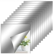 12Pack Flexible Mirror Sheets Self Adhesive Non Glass Mirror Tiles Stickers,Square Cuttable for Home Bathroom Bedroom Baby Playroom Gym Wall DIY Decor,5.9 x 5.9 Inches