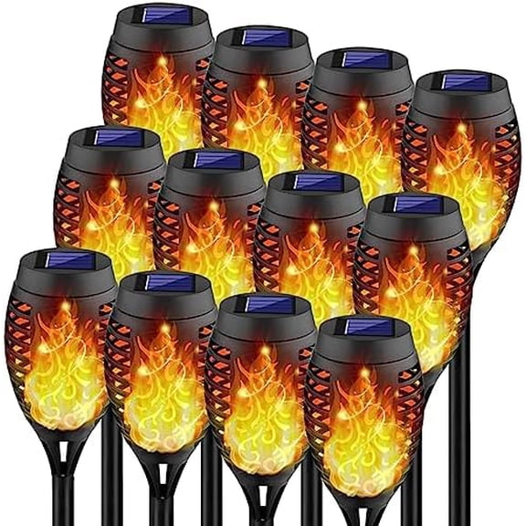12Pack Flickering Flame Solar Torch Lights for Garden Decor, Waterproof Solar Lights Outdoor Decorative, Garden Outdoor Decorations for Yard Porch Lawn Patio Outside Decor-Luces Solares