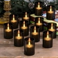 thumbnail image 1 of 12Pack Flickering Flameless LED Candles with Timer, Battery Powered - Small Pillar & Votive, Clear (2"X3"), 1 of 10