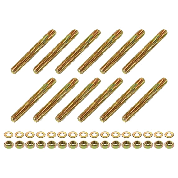 12Pack Fully Threaded Rod, 5/16"x2-1/2" Zinc-Plated Carbon Steel with Nuts Washer