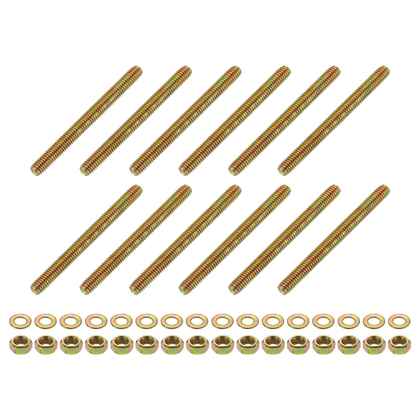 12Pack Fully Threaded Rod, 5/16"x3-1/2" Zinc-Plated Carbon Steel with Nuts Washer