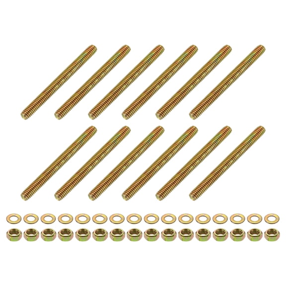 12Pack Fully Threaded Rod, 5/16"x3-1/4" Zinc-Plated Carbon Steel with Nuts Washer
