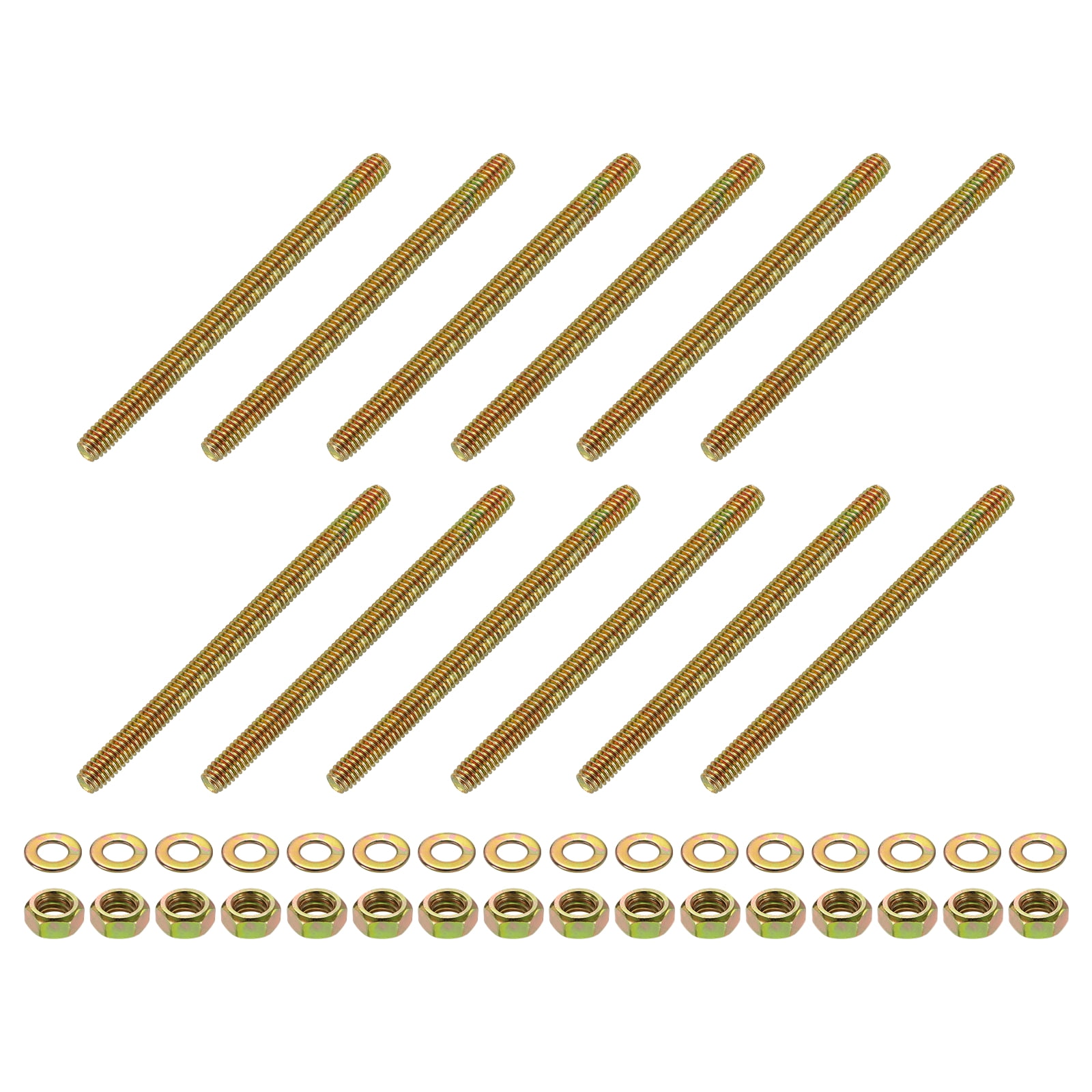 12Pack Fully Threaded Rod, 5/16"x4-1/2" Zinc-Plated Carbon Steel with Nuts Washer